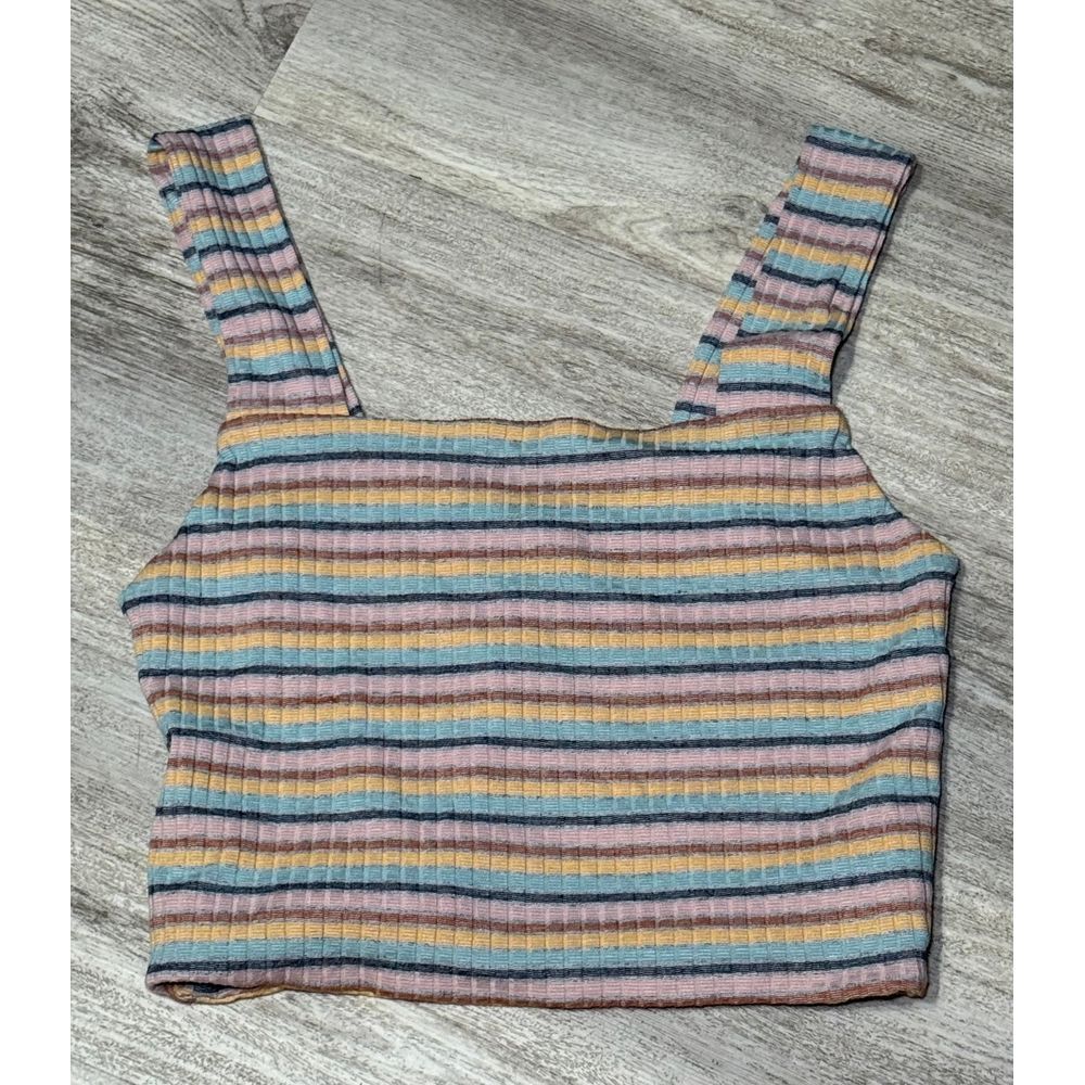 American eagle Outfitter Square‎ neck striped cropped tank large
